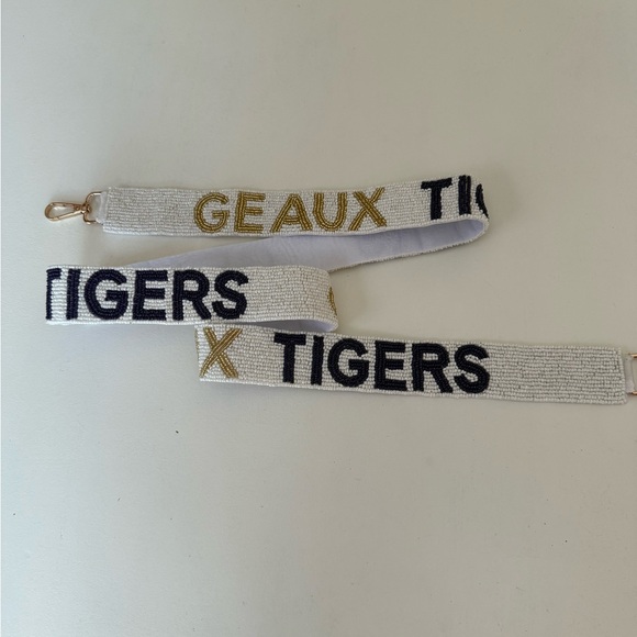 💜💛LSU Beaded Purse Handbag Strap Geaux Tigers 🤍💜 White Purple Gameday Gold - Picture 12 of 14